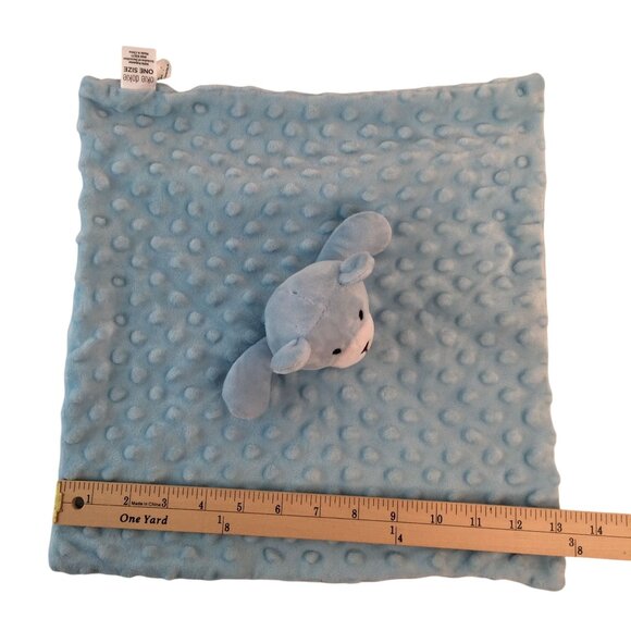 Okie Dokie Blue Teddy Bear Lovey 13" Minky Dots Baby Security Blanket - Picture 4 of 6